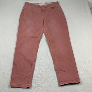 Soft Surroundings Pull On Jeans Sz XL Straight Stretch Elastic Waist Dusty Pink